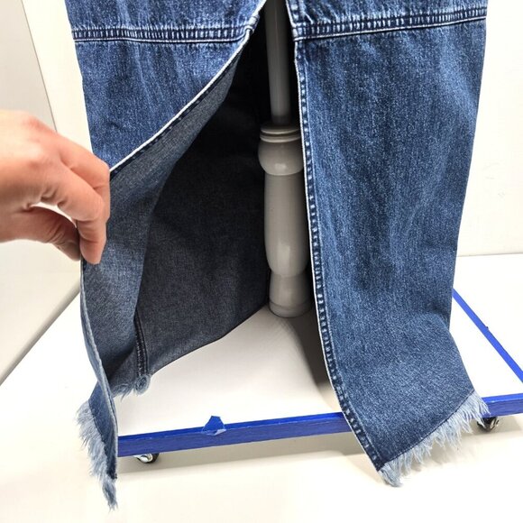 VTG Ralph Lauren Denim Maxi Skirt Raw Pockets Women 8 Boho Festival Western 90s - Picture 7 of 12